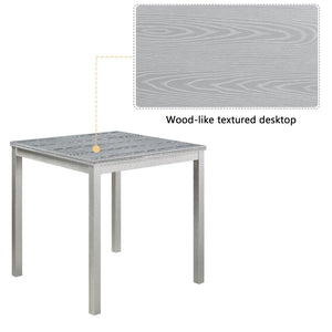 English Elm Wooden Counter Height Square Dining Table Glam Crystal Edge Detail Seats Four Silver Grey W1998128389