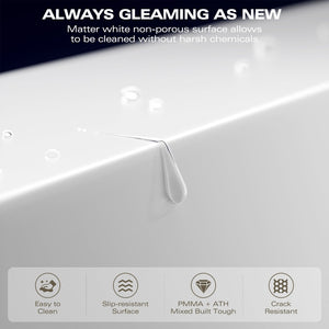 English Elm 63" Oval Freestanding Soaking Tub Solid Surface Resin Spa Bathtub Glossy White W1920P389662