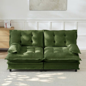 English Elm 77 Inch Cloud Loveseat Modular Chenille Sofa with Lattice Cushions for Any Room Green W714S01717