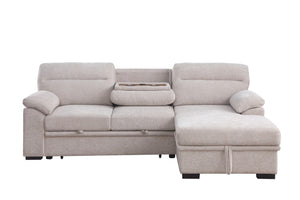 English Elm Kipling Chenille Sleeper Sectional with Storage Chaise and Usb Console Charging B061S00952