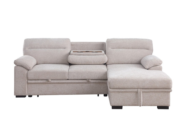English Elm Kipling Chenille Sleeper Sectional with Storage Chaise and Usb Console Charging B061S00952
