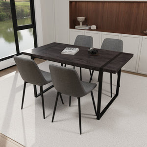 English Elm 59" Stylish Black Mdf Dining Table With 4 Suede Chairs - Modern Industrial 4-Piece Set For Comfort W2189S00153