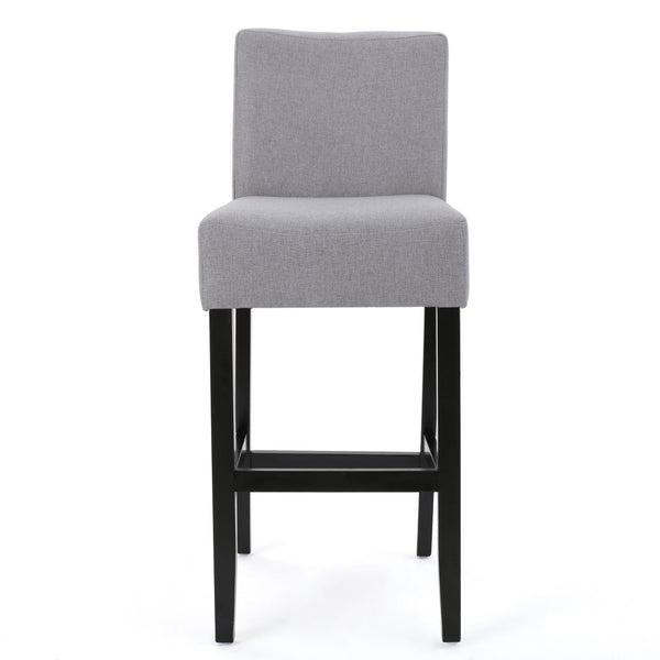 English Elm 30-inch Fabric Upholstered Barstool Set Rubberwood Frame with Lumbar Support 74503.00FLGRY