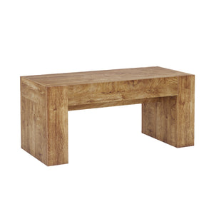 English Elm 48" Farmhouse Rectangle Wood Coffee Table with Hidden Drawer and Open Lower Shelf W3204P401251