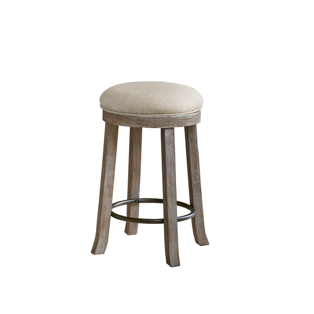 JLA Home INK+IVY - Swivel Oaktown Counter Stool with Upholstered Seat, 360° Swivel, Rustic Grey Wood & Bronze Footrest II104-0370