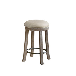 JLA Home INK+IVY - Swivel Oaktown Counter Stool with Upholstered Seat, 360° Swivel, Rustic Grey Wood & Bronze Footrest II104-0370