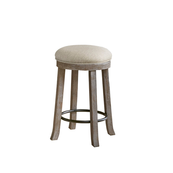 JLA Home INK+IVY - Swivel Oaktown Counter Stool with Upholstered Seat, 360° Swivel, Rustic Grey Wood & Bronze Footrest II104-0370