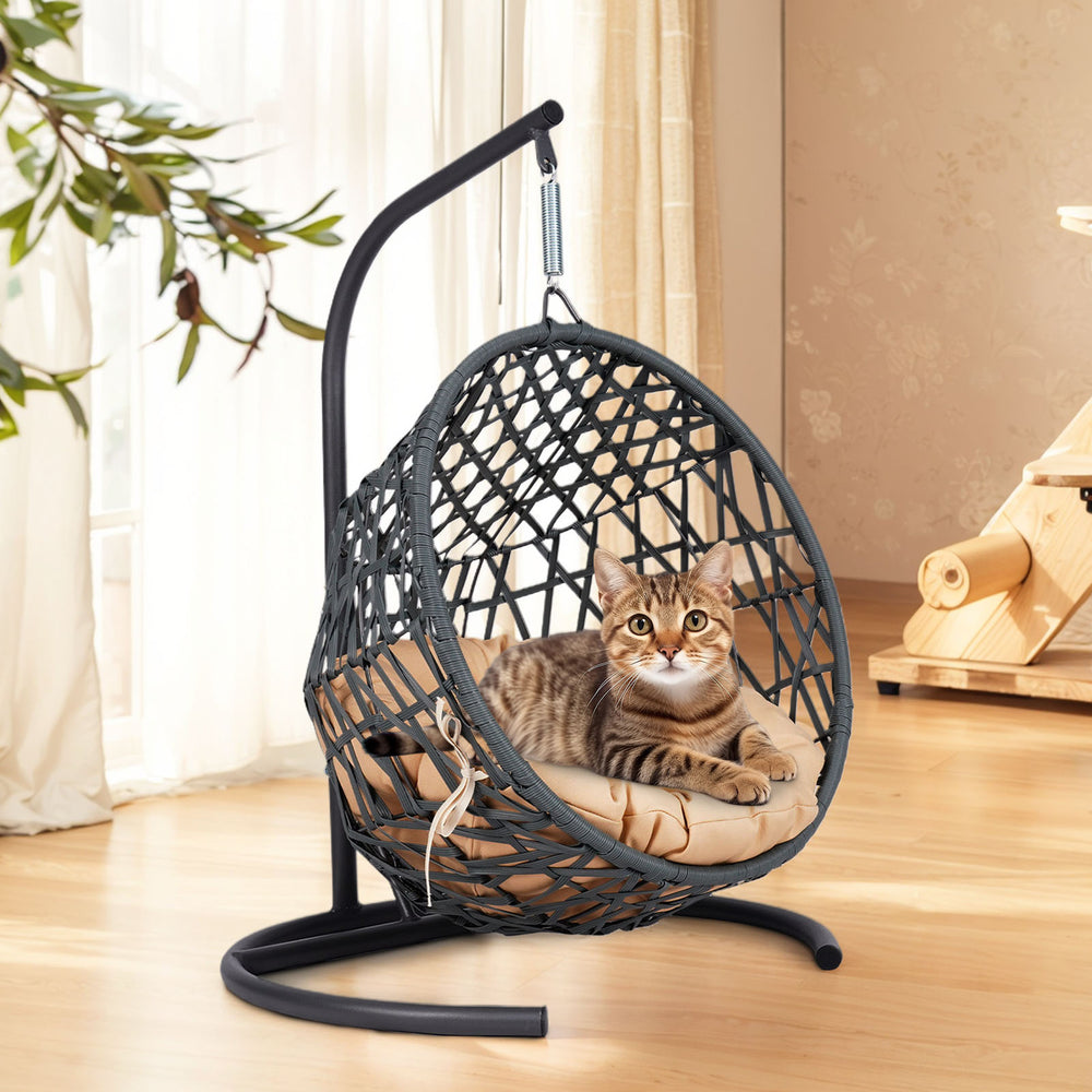 English Elm Cat Swing Bed With Stand & Cushion - Cozy Egg Chair For Cats & Small Pets, Stylish Indoor Retreat W2500P283886