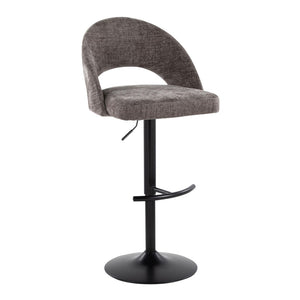 English Elm Adjustable Swivel Barstools Set of 2 Fabric Seat Black Metal Base Kitchen Counter Dark Grey B202S02003