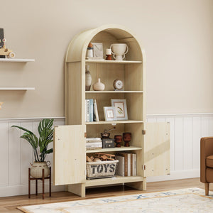 English Elm Arched Modern Farmhouse Storage Cabinet With Adjustable Shelves For Kitchen, Living Room & More W688P278910