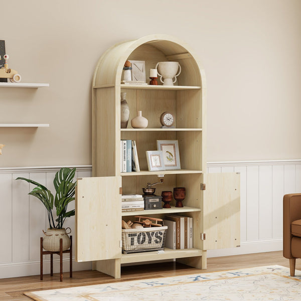 English Elm Arched Modern Farmhouse Storage Cabinet With Adjustable Shelves For Kitchen, Living Room & More W688P278910