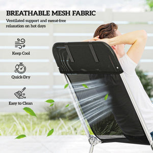 English Elm Convenient Folding Mesh Chaise Lounge with Steel Frame for Pool Patio Outdoor Tanning T3971P459782