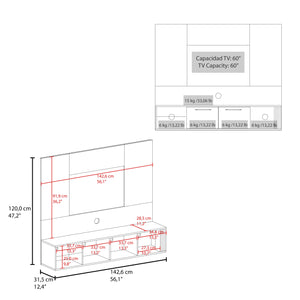 English Elm Louisburg Entertainment Center with White & Macadamia Finish, Closed Cabinets, Open Shelves, Cable Management (97) B092P286124