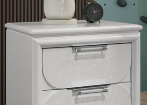 English Elm Contemporary Glam Twin Bed Set with Led Headboard Embossed Panels and Trundle Included B2741S00386