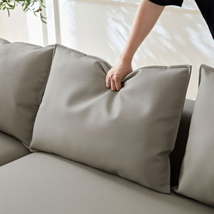 English Elm Modern Curved 5-Seat Sectional Sofa - Eco-Leather Upholstered L Chaise Couch For Stylish Living Spaces W2582S00076