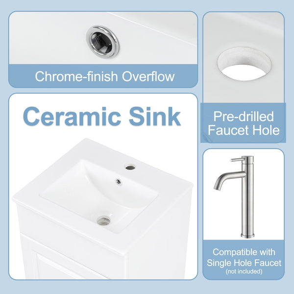 English Elm [video] Compact Sage Green Bathroom Vanity with Ceramic Sink Soft Close Cabinet White N759P237932K
