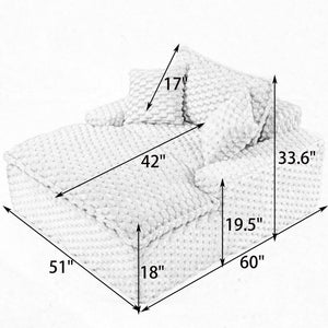 English Elm 51 Compact Comfort Sofa with Turtle Fleece, Sponge Support, Two Pillows, 400lb Capacity for Small Spaces White W3371P326404