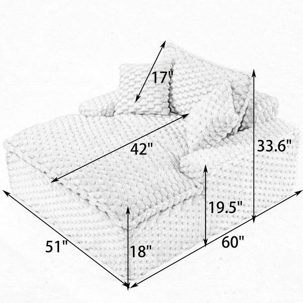 English Elm 51 Compact Comfort Sofa with Turtle Fleece, Sponge Support, Two Pillows, 400lb Capacity for Small Spaces White W3371P326404