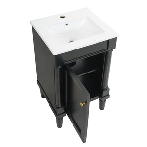 English Elm 18" French Style Vanity with Ceramic Sink Soft Close Door and Adjustable Shelf Black N710P415332B