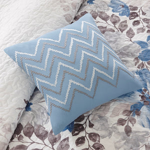 English Elm 6 Madison Park Luna Reversible Quilt Set Full/Queen – Watercolor Floral Center, Ivory Edges, 3 Pillows Blue 22.83 L x 18.11 W x 10.63 H B03597424