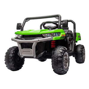 English Elm 24v Kids Ride on Dump Truck Two Seat Electric Utv with Tilting Bed and Remote Control Green W1578P188523