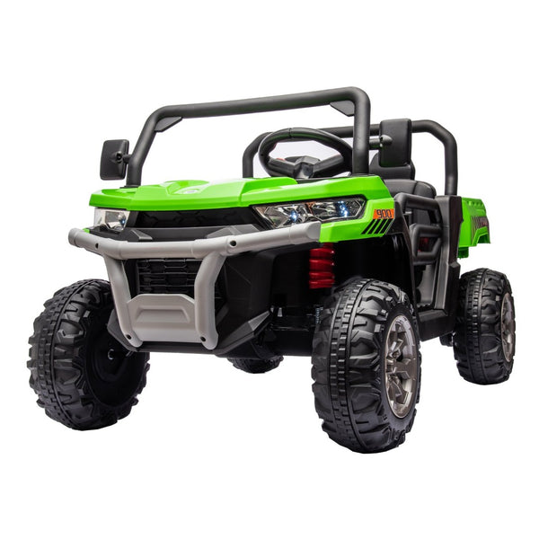 English Elm 24v Kids Ride on Dump Truck Two Seat Electric Utv with Tilting Bed and Remote Control Green W1578P188523