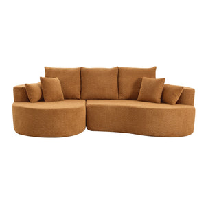 English Elm Christopher Knight Home® - 106 Cloud Curved Sectional Sofa with Chaise — Plush Chenille, High-Elastic Foam, No Assembly Required Camel N773IS00013N