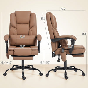 English Elm Faux Leather High Back Massage Office Chair with Reclining Footrest for Home Executives T3971P454497
