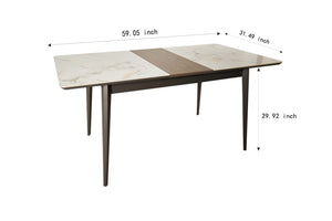 English Elm The Rock Plate Extendable Dining Table Seats 8 with Sculptural Metal Base W1911P389401
