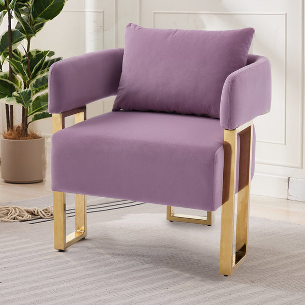 English Elm TS Modern decorative chair Lilac - Teddy fleece velvet 2PCs, gold legs, ergonomic sponge comfort, chic W2311P333677