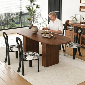 English Elm 62.9" Oval Walnut Veneer Dining Table Seats Six Modern Farmhouse Waterproof Surface W2700S00146