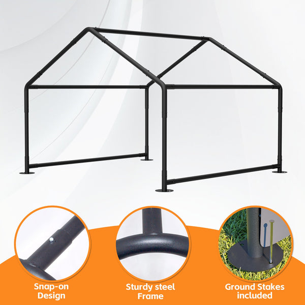 English Elm Extra Extra Large Outdoor Dog House Tent with Canopy, 3-Sided Mesh Ventilation, Steel Frame, Oxford Fabric Shelter Stakes Included W1422P362931