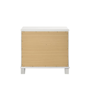 English Elm Pearl Luxe 2-Drawer Nightstand with Mirrored Trim, Acrylic Crystal Legs & Elongated Pulls, Glamorous Storage B062P215411