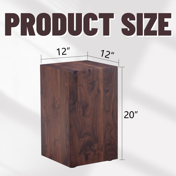 English Elm 12x12x20 Walnut Grain Mdf Accent Pedestal Table for Modern Living Room Decor W1151P408853