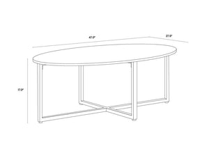 Sunpan Kiara Coffee Table - Elegant White Marble Top with Gunmetal Base, Modern Minimalist Design for Your Home Oval - 47W x 27.5D x 17H
