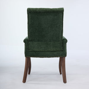 English Elm Upholstered Chenille Accent Dining Chair with Tufted Diamond Back, Curved Solid Wood Legs, Comfortable Support Olive Green W1143P346929
