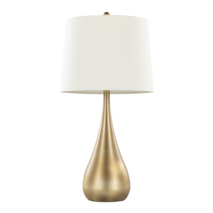 English Elm Pebble 29" Contemporary Metal Table Lamp with Teardrop Base and White Linen Shade, Set of 2 Gold B202P224114