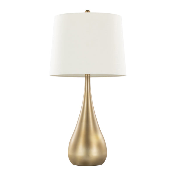 English Elm Pebble 29" Contemporary Metal Table Lamp with Teardrop Base and White Linen Shade, Set of 2 Gold B202P224114