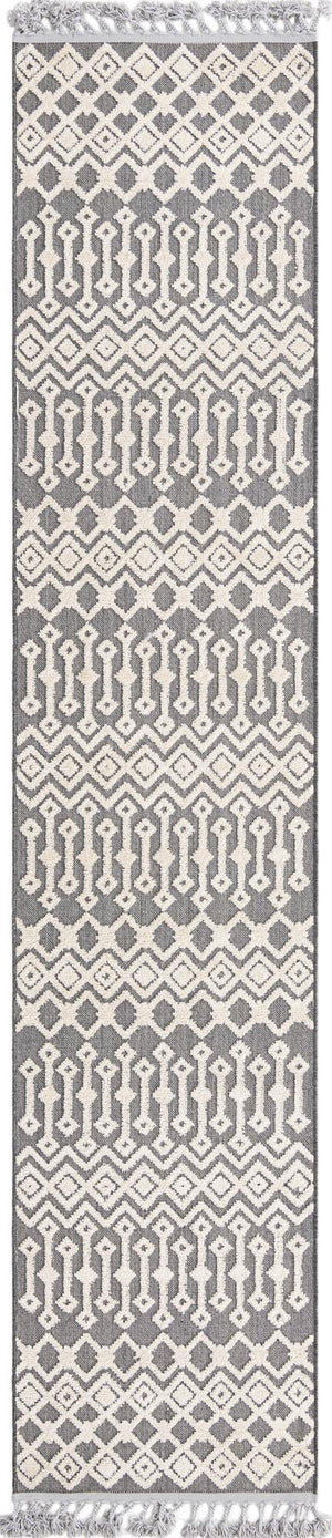 Unique Loom Arlo Lenny Machine Made Tribal Rug Charcoal, Ivory 2' 7" x 12' 2"