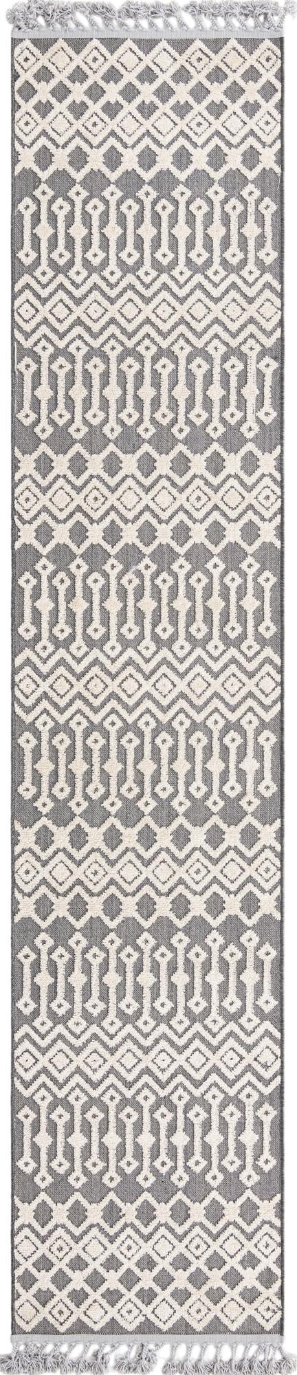 Unique Loom Arlo Lenny Machine Made Tribal Rug Charcoal, Ivory 2' 7" x 12' 2"