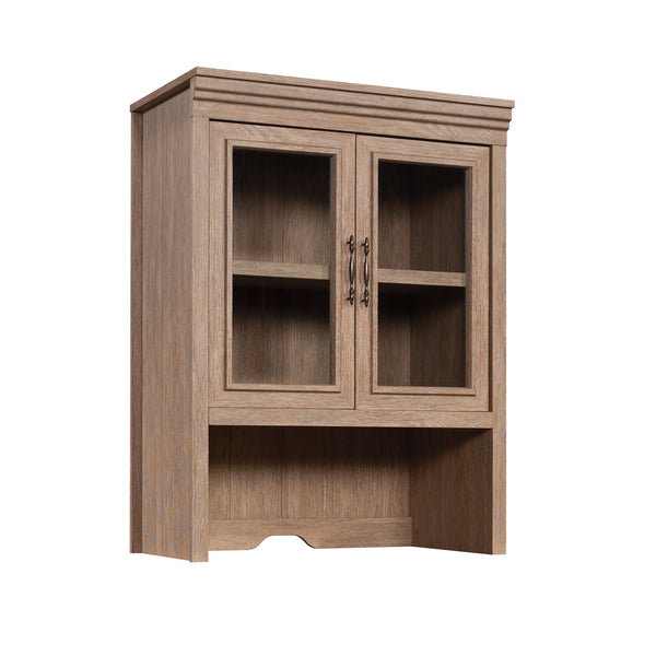 English Elm Library Hutch - Versatile Brown Finish Storage Solution With Cord Management For Any Room Decor B356P367908