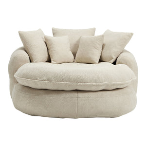 English Elm Oversized Memory Foam Chenille Bean Bag Sofa with Ergonomic Back Support, 3 Large & 2 Small Pillows Beige W395P359408
