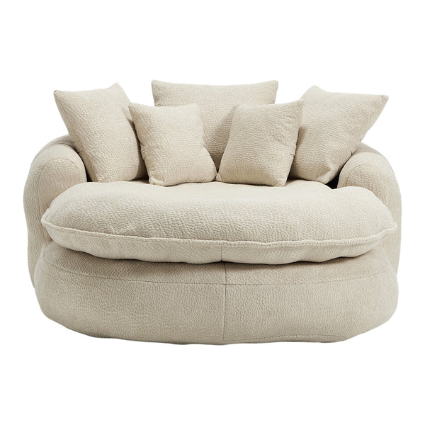 English Elm Oversized Memory Foam Chenille Bean Bag Sofa with Ergonomic Back Support, 3 Large & 2 Small Pillows Beige W395P359408