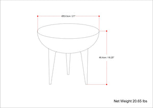 English Elm Otto Handcrafted Cast Aluminum Side Table in Graphite Finish — Convex Top, Tapered Legs, 24" Round B136P239038