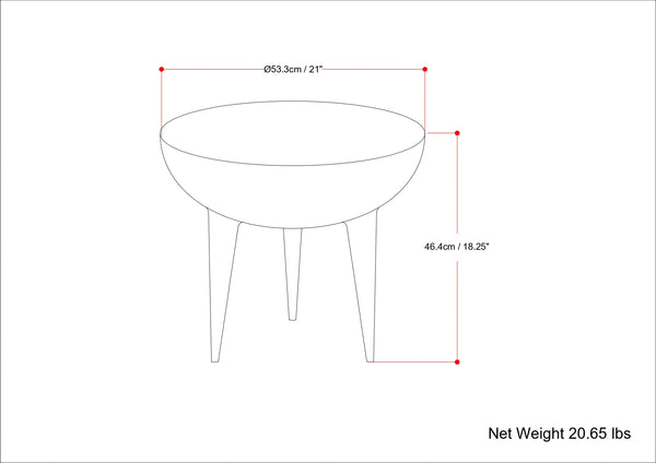 English Elm Otto Handcrafted Cast Aluminum Side Table in Graphite Finish — Convex Top, Tapered Legs, 24" Round B136P239038