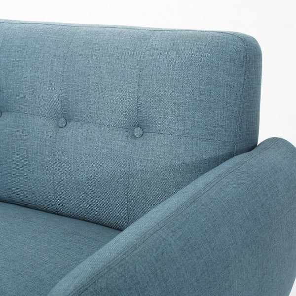 English Elm 67.25" Button Tufted Mid-century Loveseat with Rubberwood Legs for Compact Living Spaces Blue N771P371392U