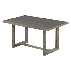 English Elm TREXM Retro 6-Piece Dining Set with Trestle Table, Upholstered Chairs & Bench for Cozy Gatherings Gray ST000124AAE