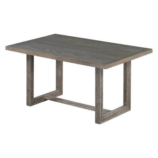 English Elm TREXM Retro 6-Piece Dining Set with Trestle Table, Upholstered Chairs & Bench for Cozy Gatherings Gray ST000124AAE