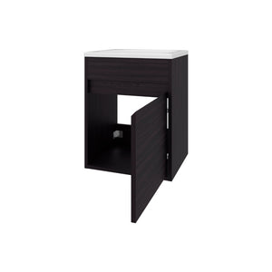 English Elm Wengue Floating Bathroom Vanity With Integrated Sink & 1 Door - Modern Minimalist Storage Solution B062P355658-GIGA