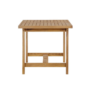 English Elm U_style Solid Acacia Wood Outdoor Dining Set Seats Four with Umbrella Hole Patio Natural WY000477AAO